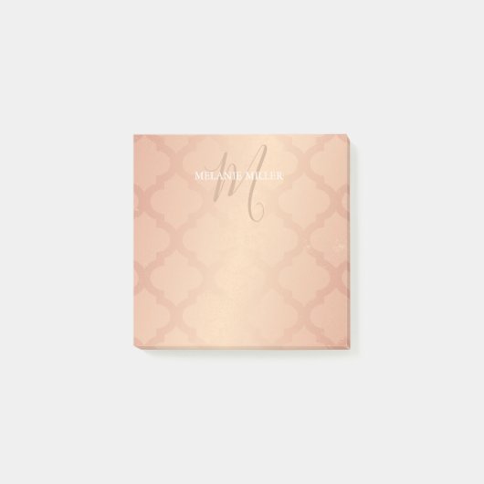 Post it Notes - Roos Gold Lattice Initiaal Name (Voorkant)