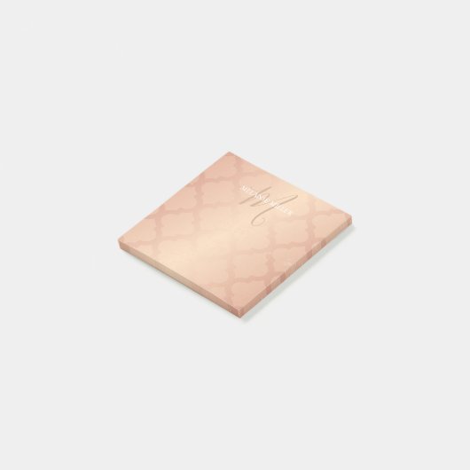 Post it Notes - Roos Gold Lattice Initiaal Name (Schuin)