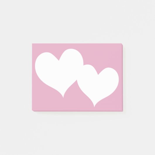 Post-it® Notes rose de deux coeurs (Devant)