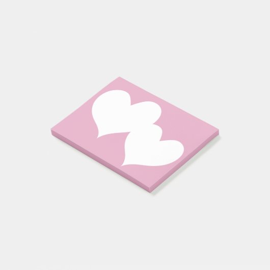 Post-it® Notes rose de deux coeurs (Incliné)
