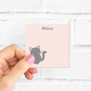 Post-It Notes Rose Pâle Chat Gris Endormi