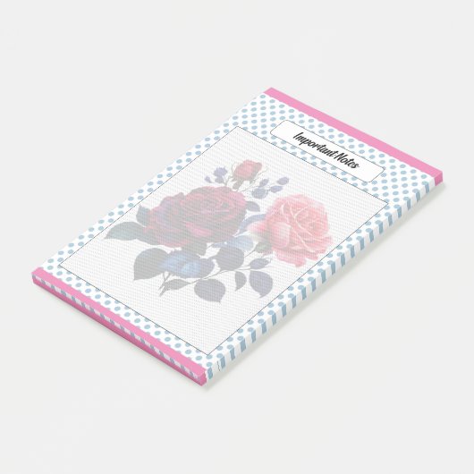 Post-it® Notes Roses rose et bleu (Incliné)