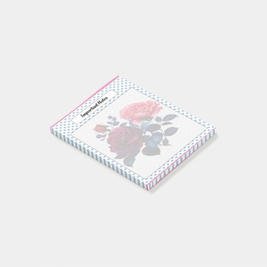 Post-it® Notes Roses rose et bleu (Incliné)