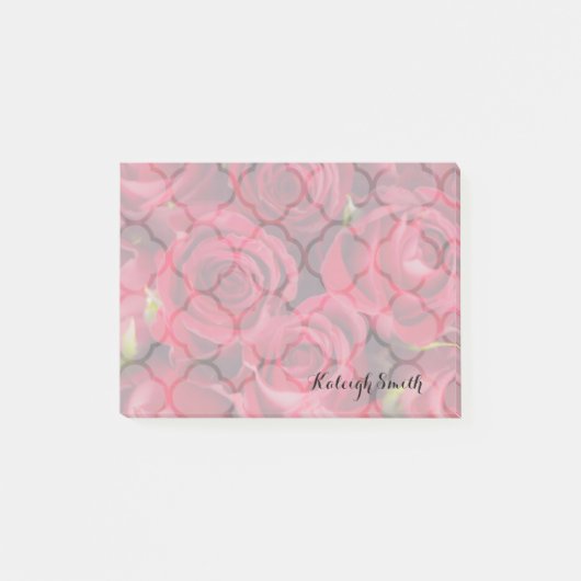 Post-It Notes Roses Rouges Personnalisés (Devant)
