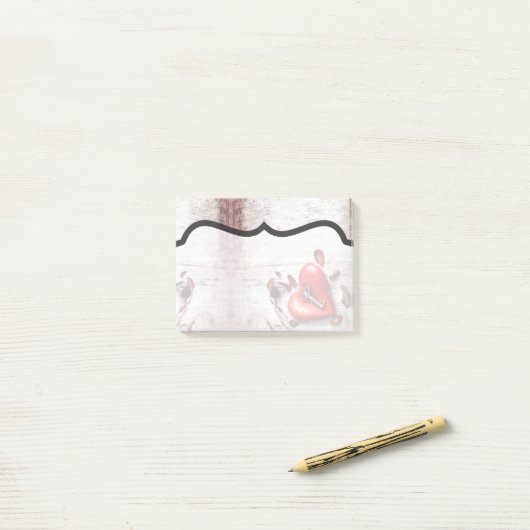 Post-it® Notes Stick Country Wood Key to my Heart Rustic T (Sur un bureau)