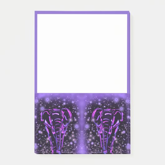 Post-it® Notes Stick Elephant Dans La Nuit Étoilée Rose Vio (Devant)