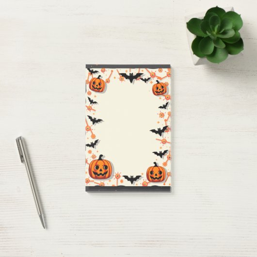 Post-it® Notes sticky Halloween avec Citrouilles et chauves (Bureau)