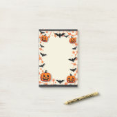 Post-it® Notes sticky Halloween avec Citrouilles et chauves (Sur un bureau)