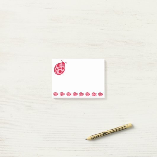 Post-it® Notes sur le billet de Ladybugs Rouge rose (Sur un bureau)