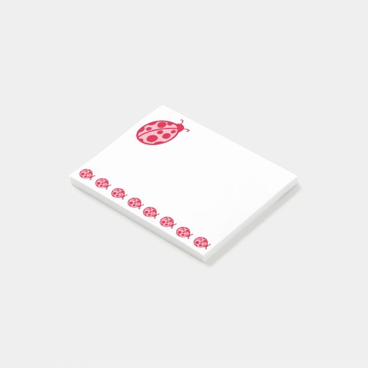 Post-it® Notes sur le billet de Ladybugs Rouge rose (Incliné)