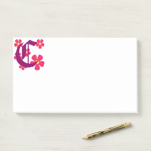Post-it® Notes sur le monogramme C initial (Sur un bureau)
