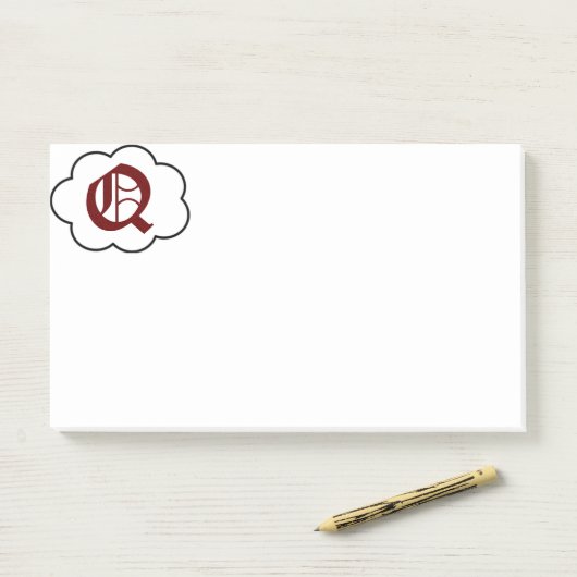 Post-it® Notes sur le monogramme initial (Sur un bureau)