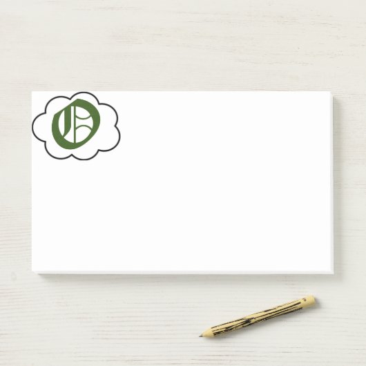 Post-it® Notes sur le monogramme O initial (Sur un bureau)