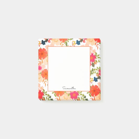 Post-it® Notes sur le nom floral orange (Devant)