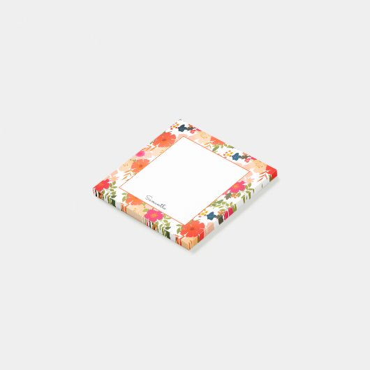 Post-it® Notes sur le nom floral orange (Incliné)