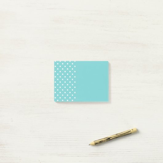 Post-it® Notes sur le point Polka Sky Turquoise (Sur un bureau)
