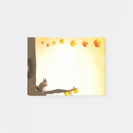 Post-it® Notes sur l'écureuil et les feuilles d'automne (Devant)