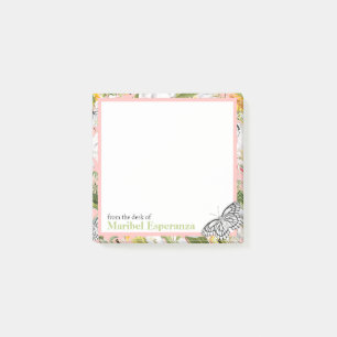 Post-it® Notes sur les papillons Vintages de Mariposa rose