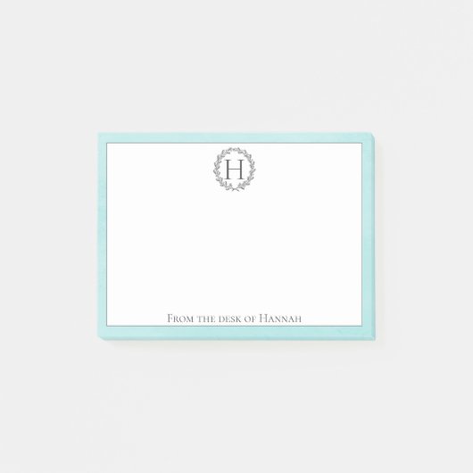 Post-it® Notes turquoises sur la couronne de monogramme (Devant)