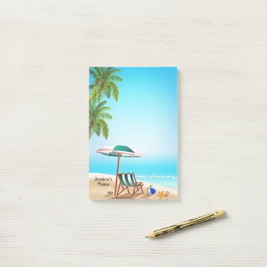 Post-it® Notes vacances d'été de plage tropicale (Sur un bureau)