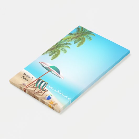 Post-it® Notes vacances d'été de plage tropicale (Incliné)