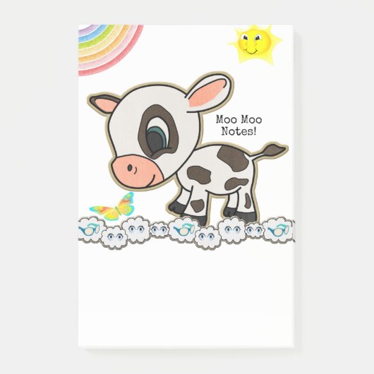 Post-it® Notes Vache Soleil Arc-en-ciel Papillon (Devant)