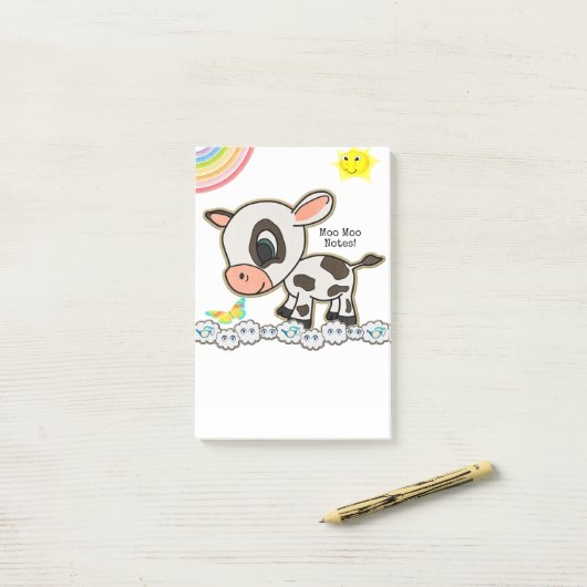 Post-it® Notes Vache Sun Rainbow Butfly (Sur un bureau)