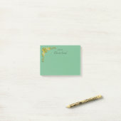 Post-It Notes Vert Emeraude & Or (Sur un bureau)