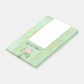 Post-it Notes Vert Rayure Floral Rose Rose (Incliné)