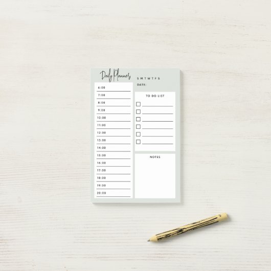 Post-it® Notes vertes du script chic du planificateur quoti (Sur un bureau)