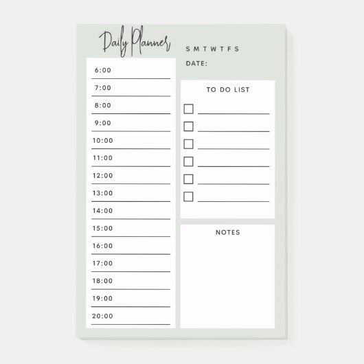 Post-it® Notes vertes du script chic du planificateur quoti (Devant)