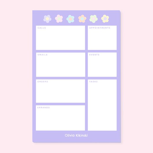 Post-it® Notes violettes collantes avec fleurs pastel
