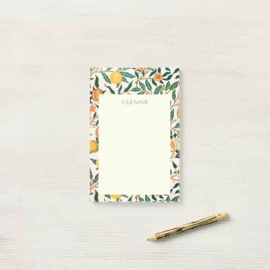 POST-IT NOTES WILLIAM MORRIS YELLOW POMEGRANATES (Sur un bureau)