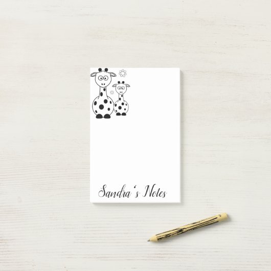 Post-it Notities Kleurplaat Giraffe Post-it® Notes (Op bureau)