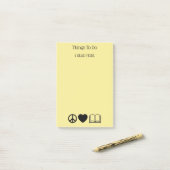 Post-it-notities voor vrede, liefde en boeken post-it® notes (Op bureau)