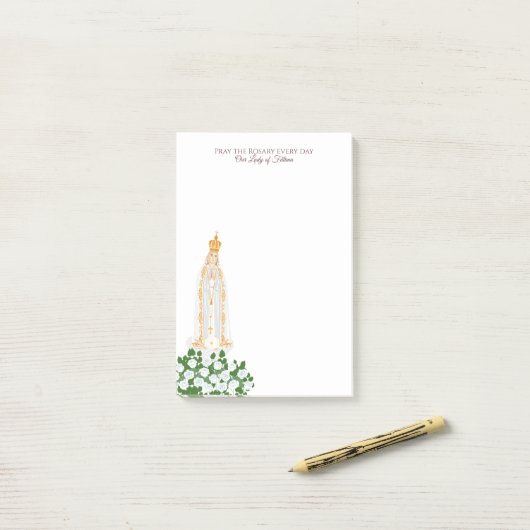 Post-it® Notre-Dame de Fatima et roses blanches (Sur un bureau)