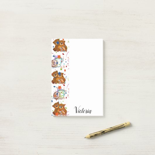 Post-it® Nounours Post-it Teddy Bear (Sur un bureau)