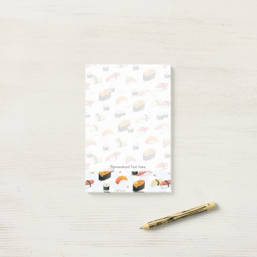 Post-it® Nourriture japonaise : Motif de sushi (Sur un bureau)