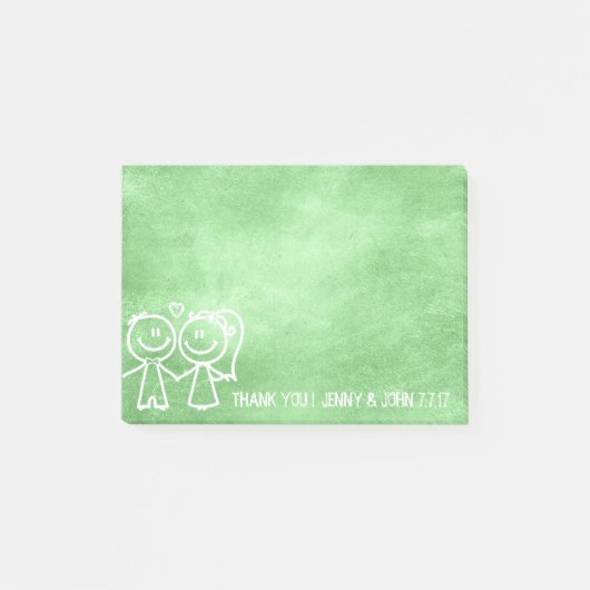Post-it® Nouveau Mariage Favor Merci Chalkboard Lemon Green (Devant)