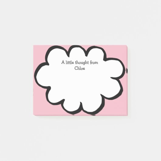 Post-it® Nuage Mignon Message Nom Personnalisé Rose (Devant)