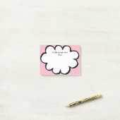 Post-it® Nuage Mignon Message Nom Personnalisé Rose (Sur un bureau)