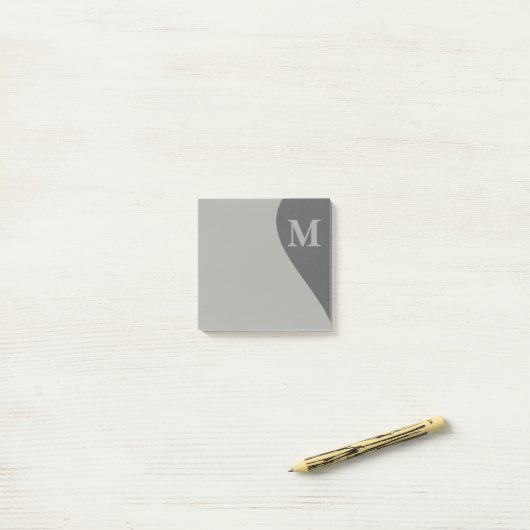 Post-it® Nuances de gris avec monogramme (Sur un bureau)