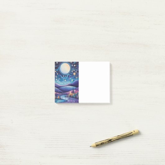 Post-it® Nuit lunaire Big Moon Paysage (Sur un bureau)