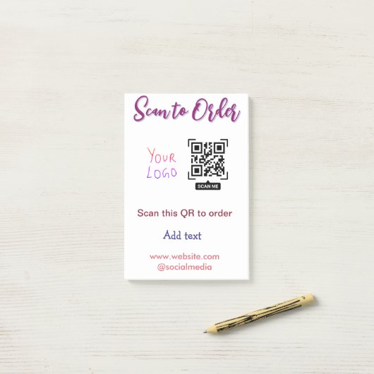 Post-it® numériser pour commander votre code Qr email site (Sur un bureau)