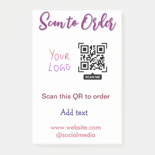 Post-it® numériser pour commander votre code Qr email site (Devant)