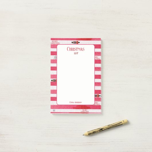 Post-it® Nutcracker Red Christmas List Name Post-It Notes (Sur un bureau)