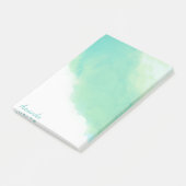 Post-it® Océan Aqua Blue Aquarelle Abstraite avec Monogramm (Incliné)