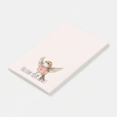 Post-it® Oiseau à rayures écossaises rouge blush (Incliné)