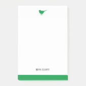 Post-it® Oiseau blanc et vert brillant avec bordure, nom (Devant)