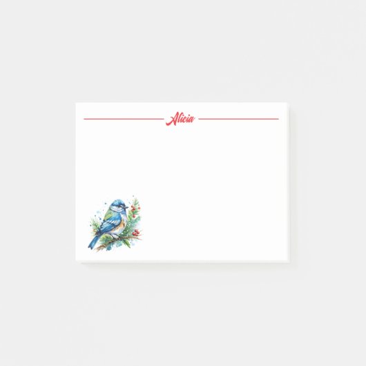 Post-it® Oiseau bleu à Noël (Devant)